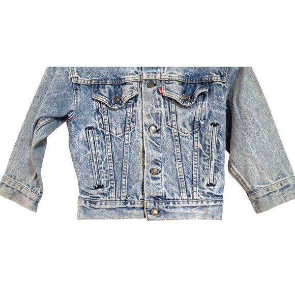 Vintage 90s Levis Stonewash Denim Trucker Jacket XXS Petite Made in USA Custom S - Picture 8 of 14